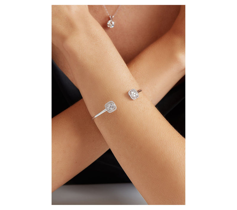 Vida Lab Diamonds Lab Created Nita Open HingedBangle, 14K — View 3