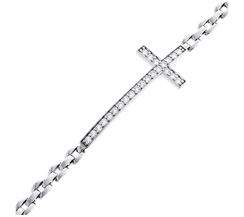Diamonique 0.80 cttw Pave Cross Bracelet, Sterling Silver — View 2