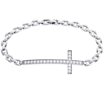 Diamonique 0.80 cttw Pave Cross Bracelet, Sterling Silver