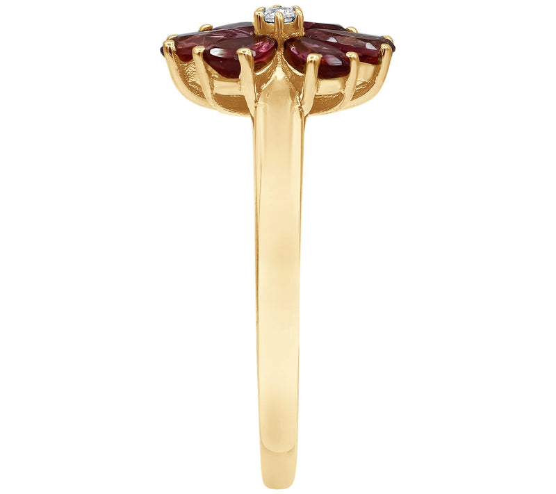 Affinity Gems Multi-Gemstone Floral Ring, 14K Gold Plated — View 7