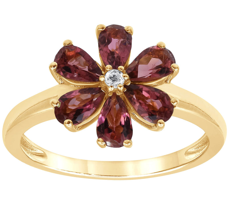 Affinity Gems Multi-Gemstone Floral Ring, 14K Gold Plated — View 3
