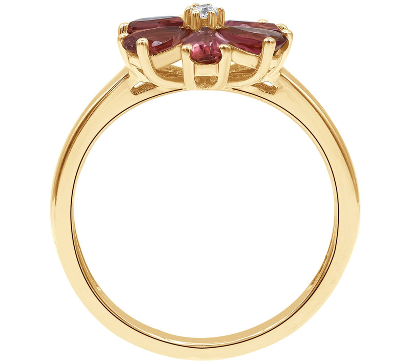 Affinity Gems Multi-Gemstone Floral Ring, 14K Gold Plated — View 6