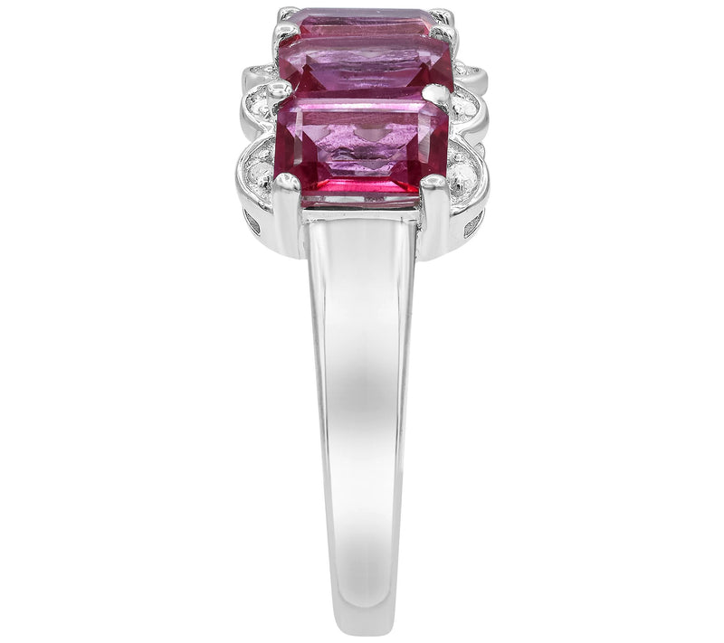 Affinity Gems Pink Topaz & Diamond Band Ring, Sterling Silver — View 5