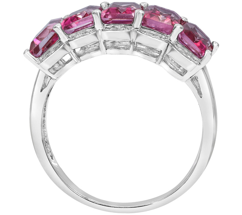 Affinity Gems Pink Topaz & Diamond Band Ring, Sterling Silver — View 4