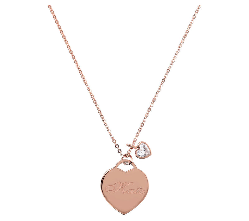 Diamonique Charm & Personalized Heart Necklace, Sterling — View 7