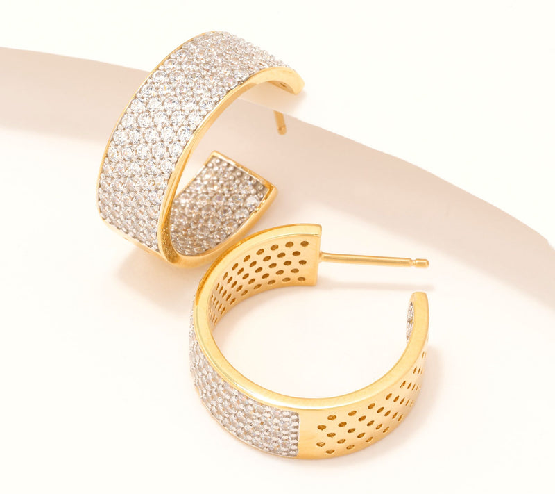 Diamonique x Jennifer Miller Inside Out Pave Hoops, Sterling Silver — Main view