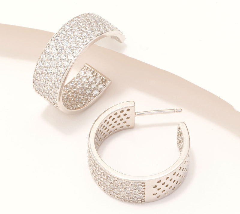 Diamonique x Jennifer Miller Inside Out Pave Hoops, Sterling Silver — View 3