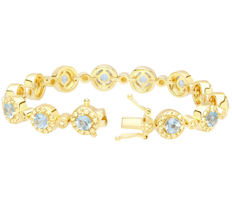 Dallas Prince 14K Clad Marcasite & Blue Topaz S tation Bracele — View 4