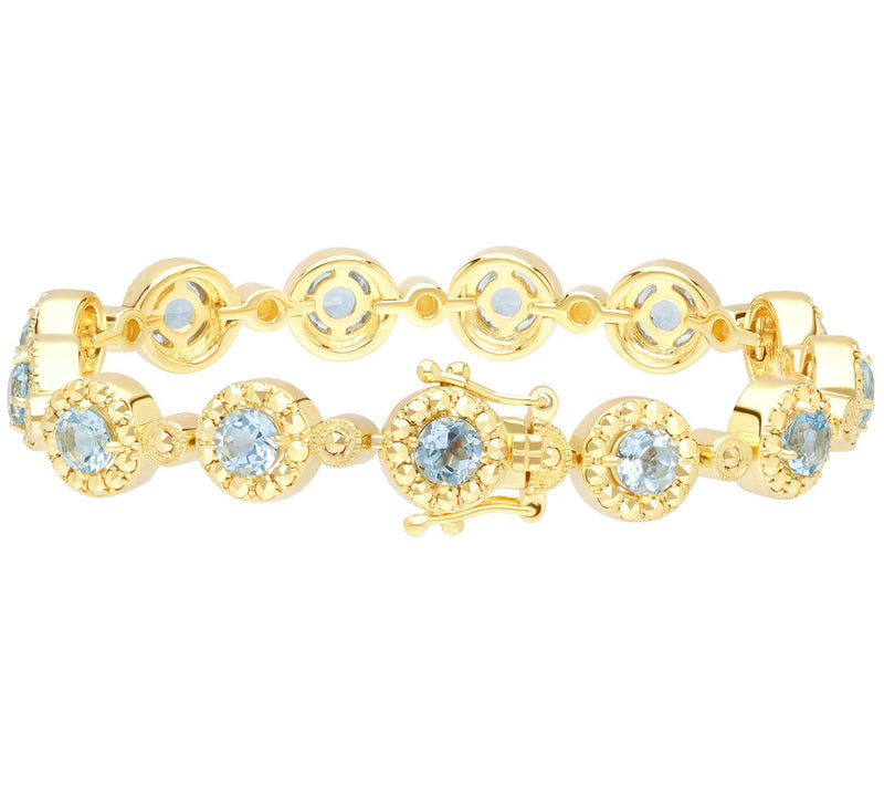 Dallas Prince 14K Clad Marcasite & Blue Topaz S tation Bracele — View 2