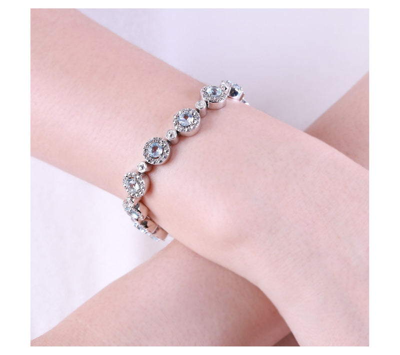 Dallas Prince 14K Clad Marcasite & Blue Topaz H alo Bracelet — View 6