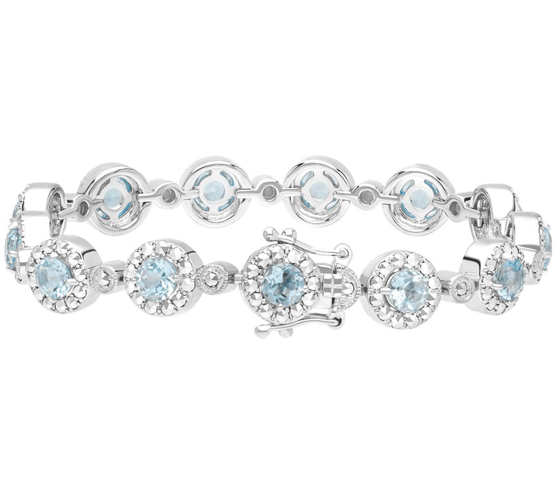 Dallas Prince 14K Clad Marcasite & Blue Topaz H alo Bracelet — View 2