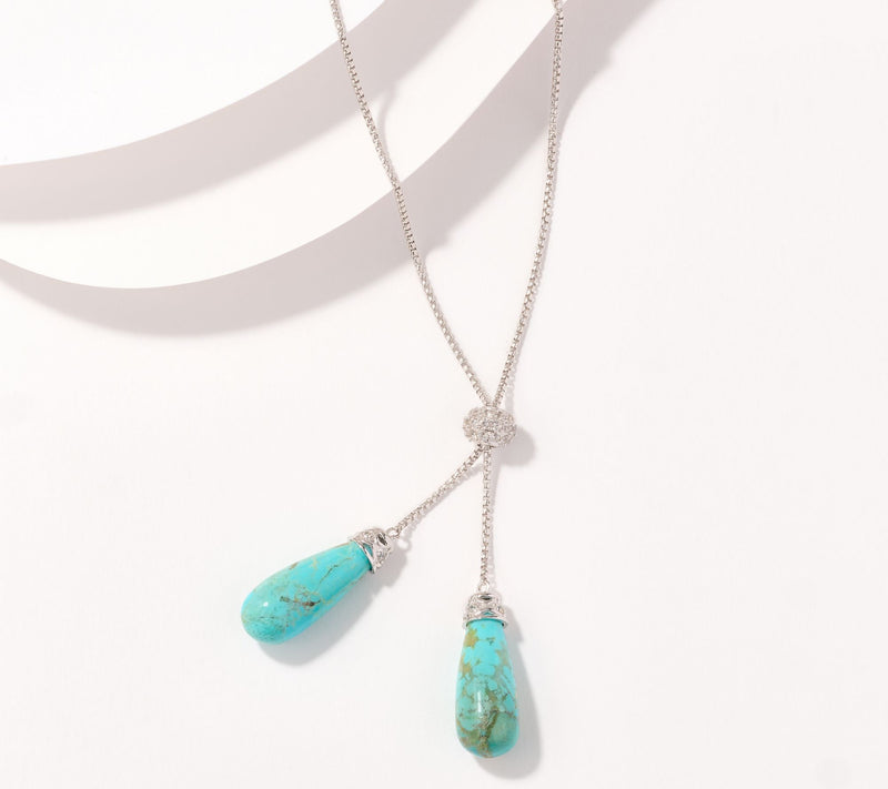 Affinity Gems Briolette Adjustable 30" Lariat Necklace Sterling Silver — Main view