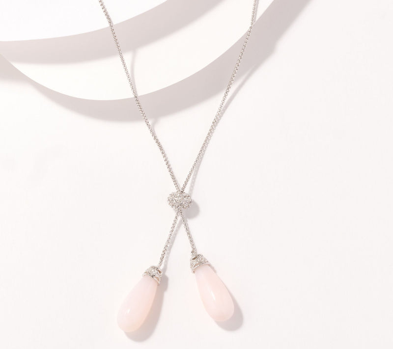 Affinity Gems Briolette Adjustable 30" Lariat Necklace Sterling Silver — View 8
