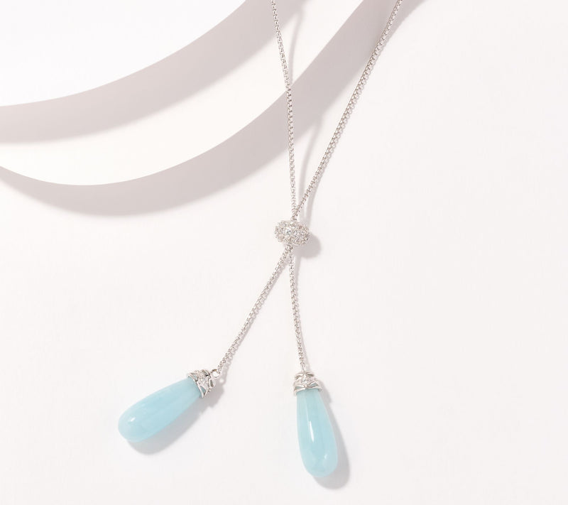 Affinity Gems Briolette Adjustable 30" Lariat Necklace Sterling Silver — View 10