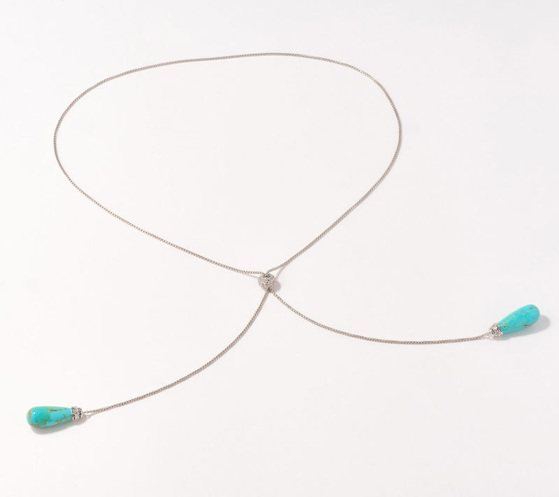 Affinity Gems Briolette Adjustable 30" Lariat Necklace Sterling Silver — View 2