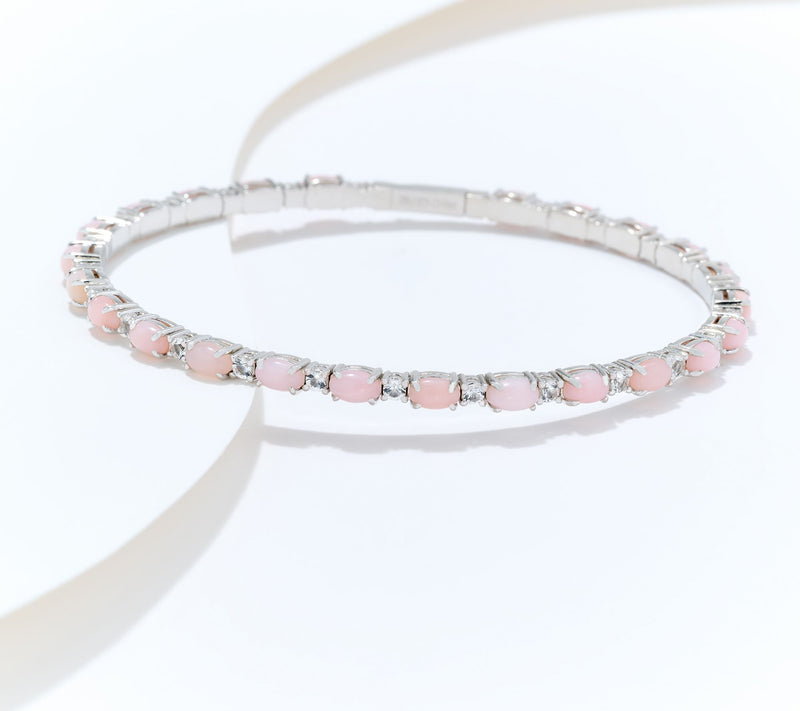 Affinity Gems Oval Gemstone Tennis Bangle, Sterling Silver — View 3