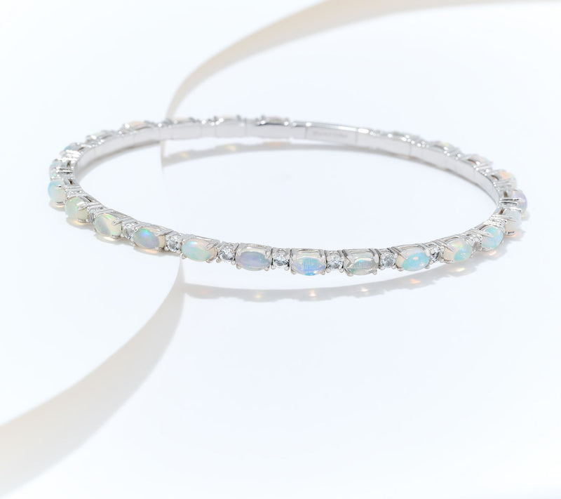 Affinity Gems Oval Gemstone Tennis Bangle, Sterling Silver — View 7