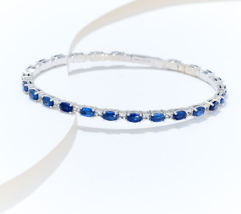 Affinity Gems Oval Gemstone Tennis Bangle, Sterling Silver — View 11