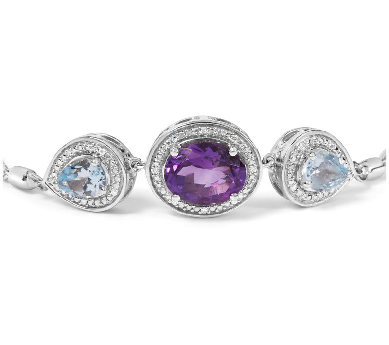 Haus of Brilliance Multi-Gemstone & Diamond Bracelet, Sterling — View 4