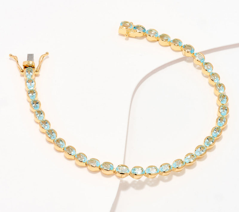 Affinity Gems Oval Cut Gem Tennis Bracelet, 14K Plated Sterling — View 7