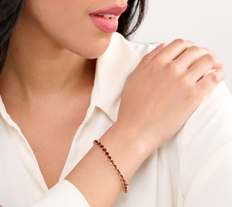 Affinity Gems Oval Cut Gem Tennis Bracelet, 14K Plated Sterling — View 16