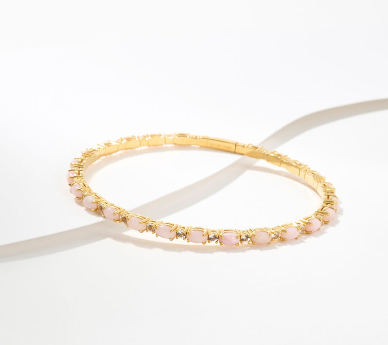 Affinity Gems Oval Gem Tennis Bangle, 14K Plated Sterling Silver — View 11