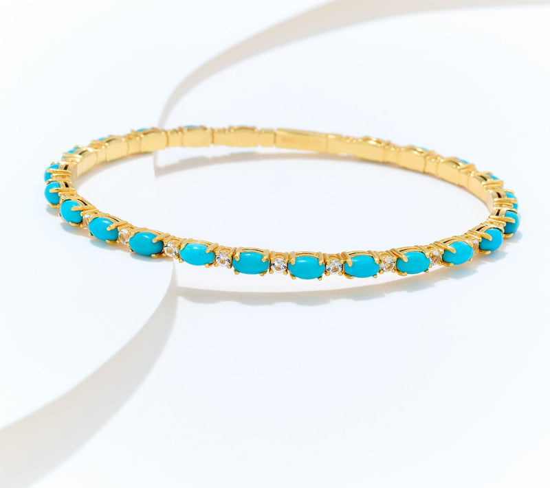Affinity Gems Oval Gem Tennis Bangle, 14K Plated Sterling Silver — View 3