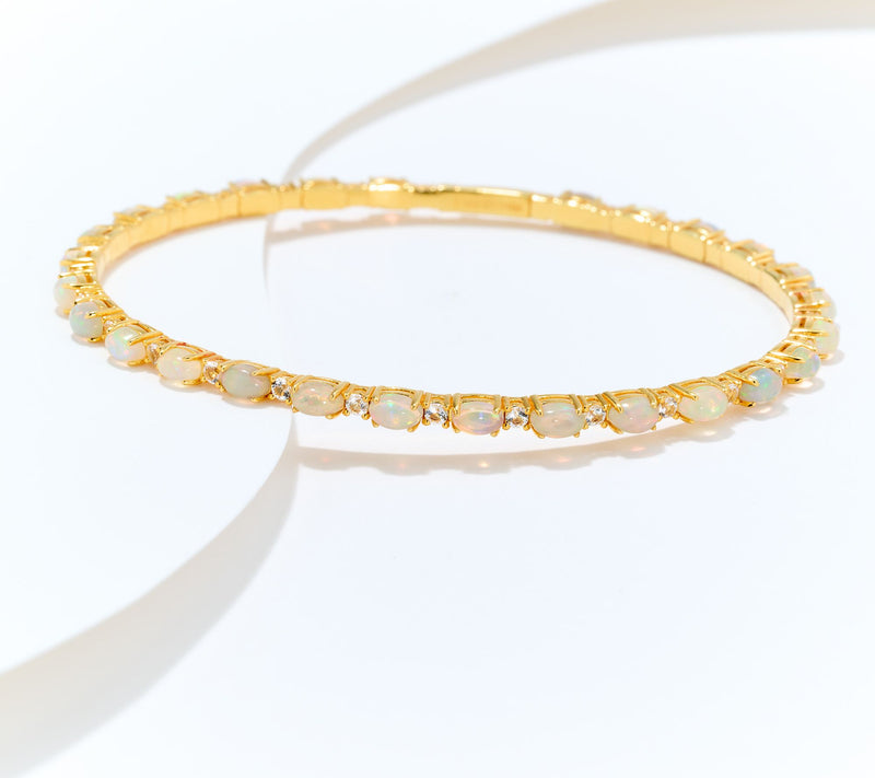 Affinity Gems Oval Gem Tennis Bangle, 14K Plated Sterling Silver — View 5