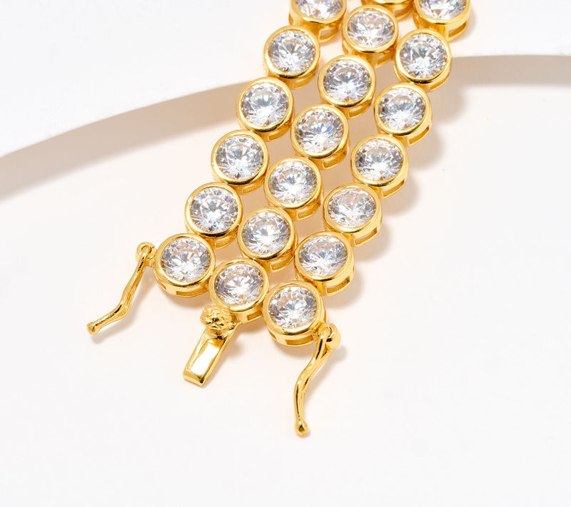 Diamonique Triple Strand Bezel Set Bracelet, Sterling Silver — View 2