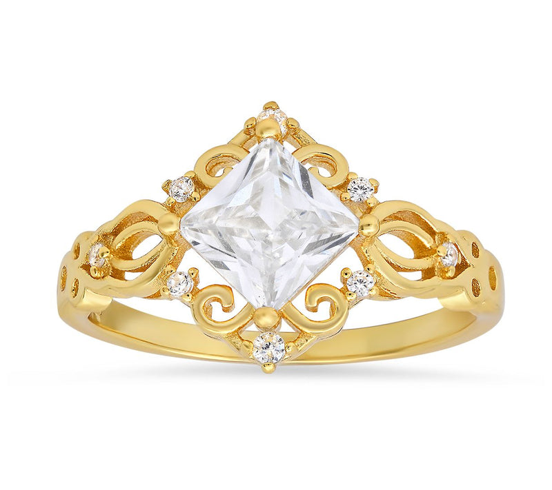 Sterling Silver Princess-Cut Filigree Ring — View 6