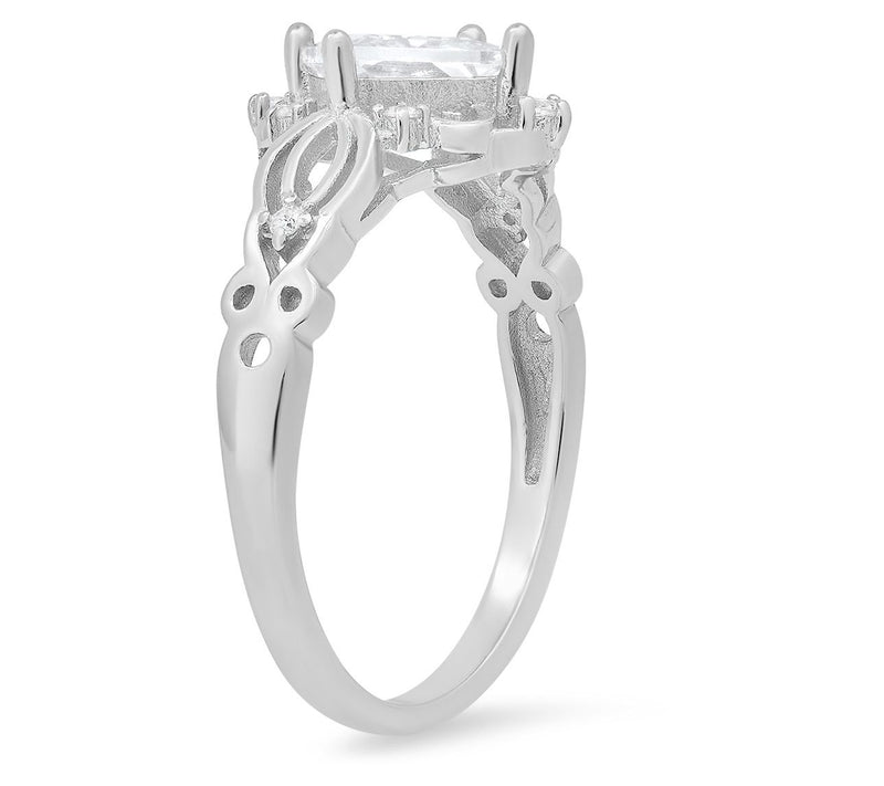 Sterling Silver Princess-Cut Filigree Ring — View 2