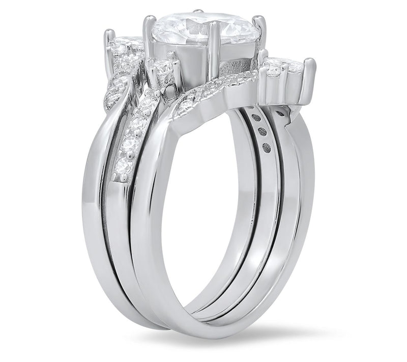 Sterling Silver 2.60 cttw Stackable Statement Ring Set — View 4