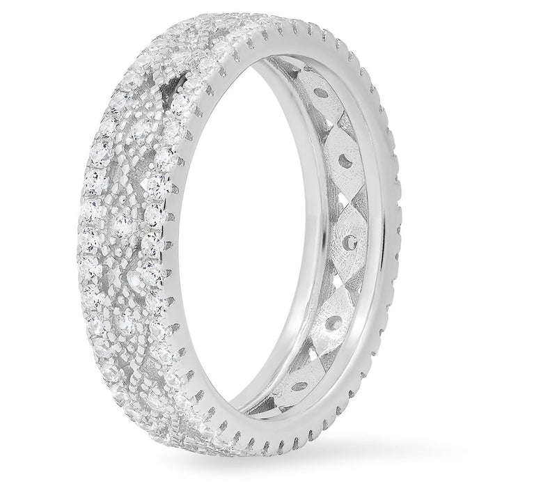 Sterling Silver Pave Vintage Eternity Band Ring — View 2