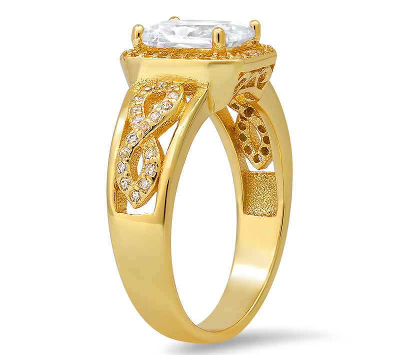 Sterling Silver Emerald-Cut Halo Infinity Ring — View 3