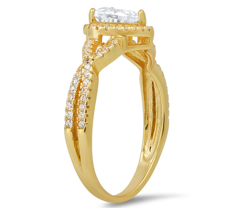 Sterling Silver Heart-Cut Halo Open Band Ring — View 2