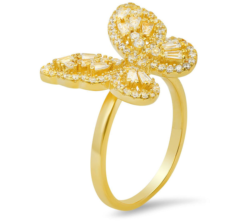 Sterling Silver Pave  Butterfly Cocktail Ring — View 2
