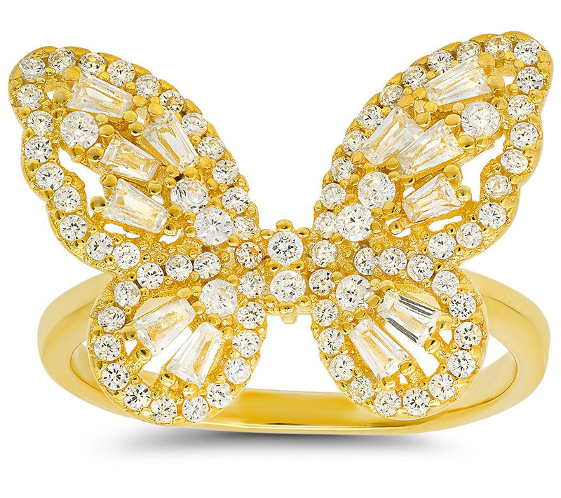 Sterling Silver Pave  Butterfly Cocktail Ring — Main view