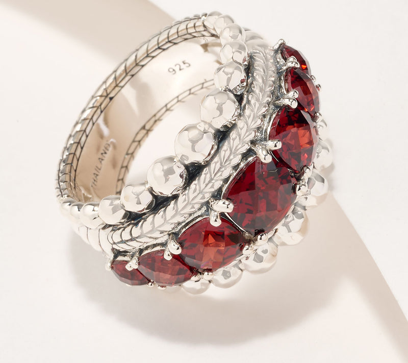 JAI Sterling Silver Graduated Gemstone Band Ring — View 9