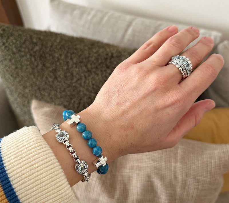 JAI Sterling Silver Graduated Gemstone Band Ring — View 14
