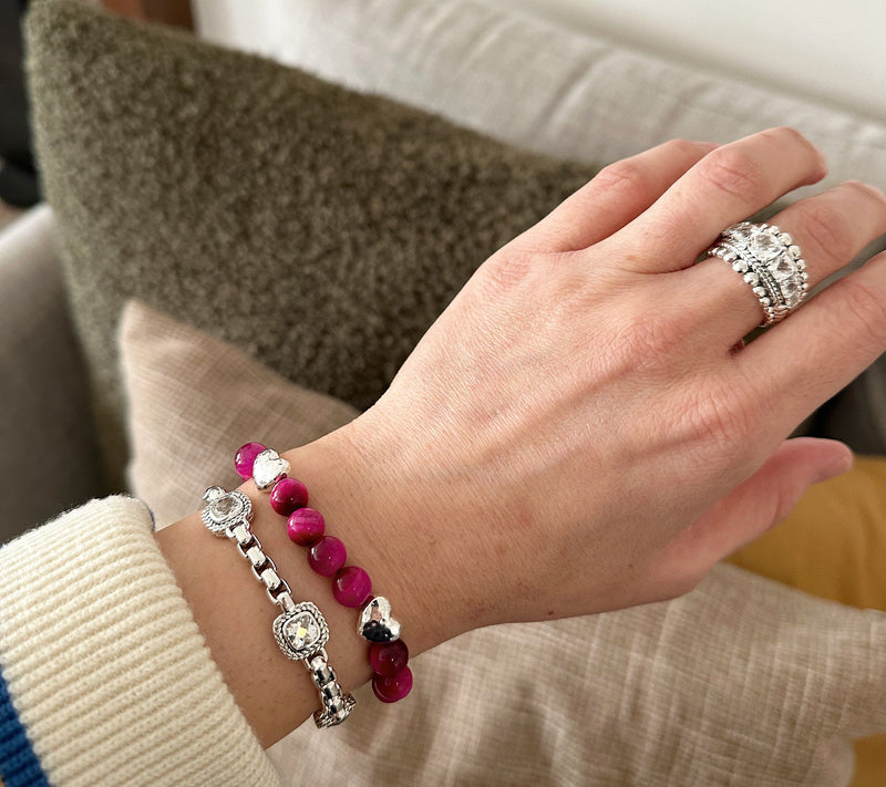 JAI Sterling Silver Graduated Gemstone Band Ring — View 15