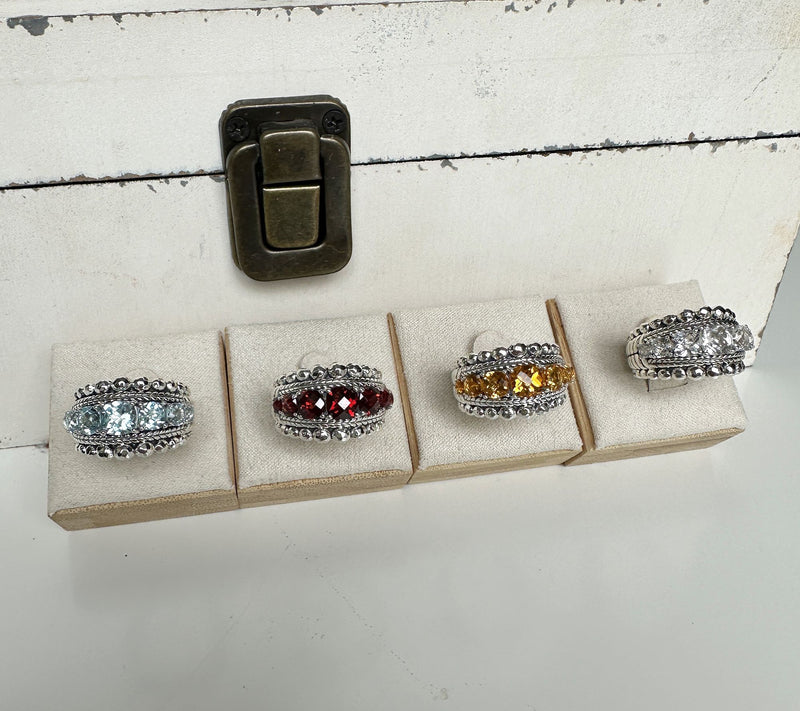 JAI Sterling Silver Graduated Gemstone Band Ring — View 12