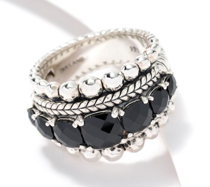 JAI Sterling Silver Graduated Gemstone Band Ring — View 7