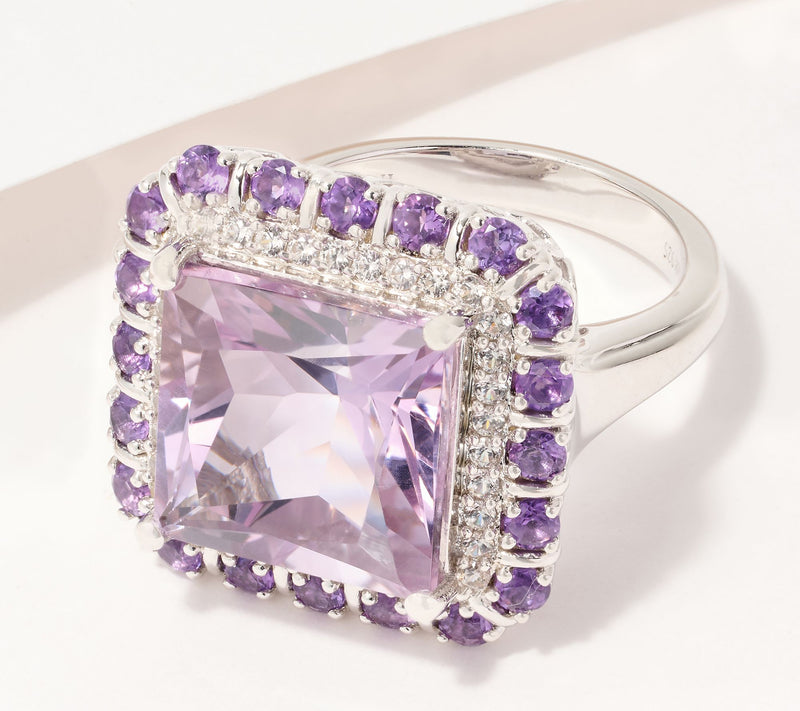 Affinity Gems Square Cut Gemstone & Round Accents Ring, Sterling — View 7