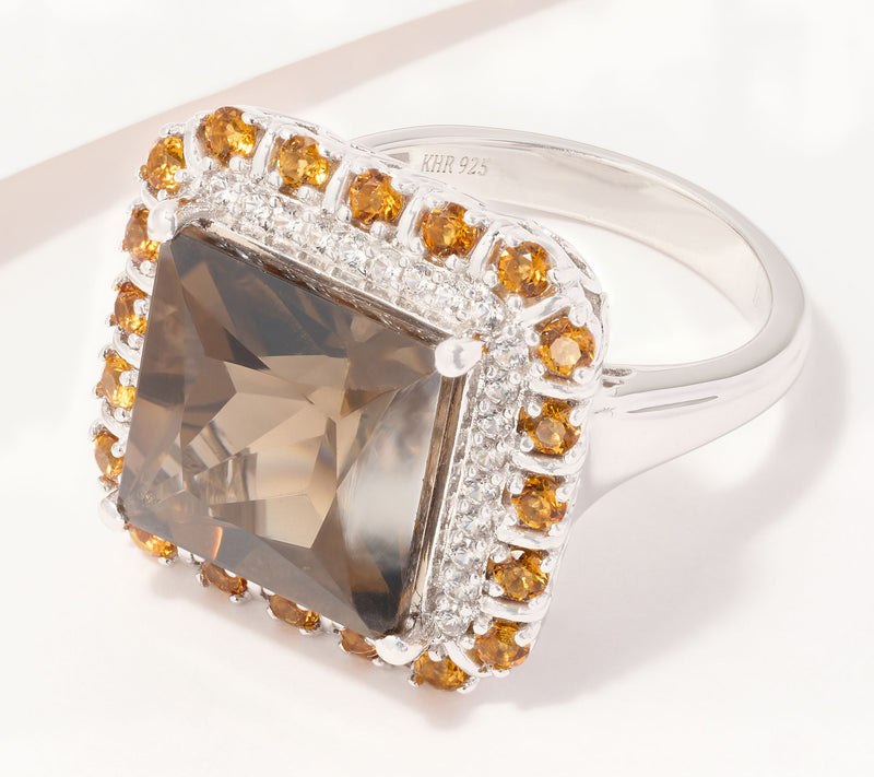 Affinity Gems Square Cut Gemstone & Round Accents Ring, Sterling — View 9