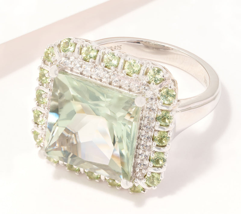 Affinity Gems Square Cut Gemstone & Round Accents Ring, Sterling — View 10