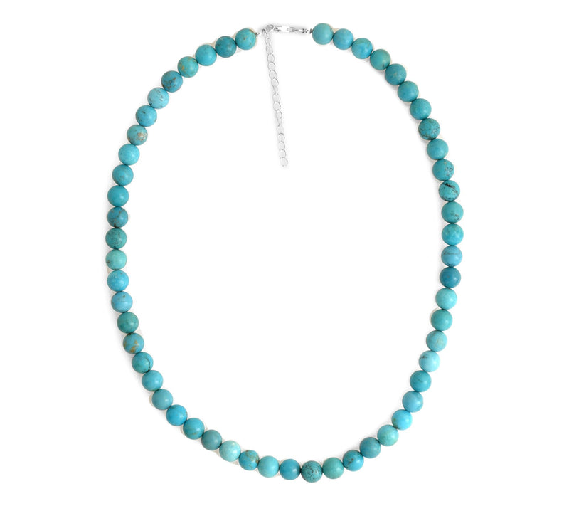 Sterling Silver Turquoise Round Bead Necklace — View 4