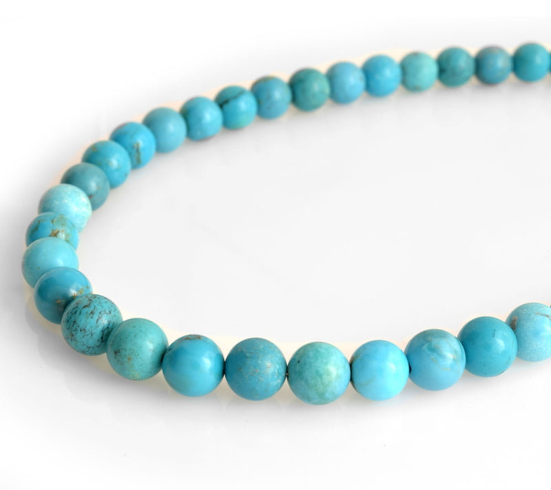 Sterling Silver Turquoise Round Bead Necklace — View 5