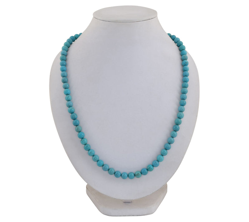 Sterling Silver Turquoise Round Bead Necklace — Main view