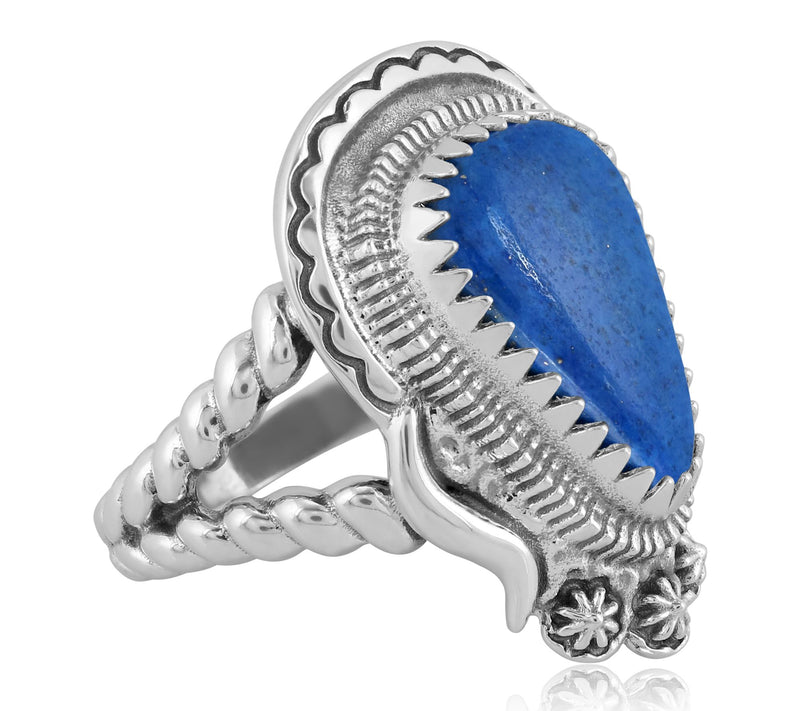 American West Sterling Silver Gemstone Split Shank Rope Ring — View 6