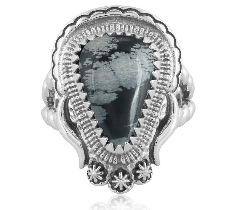 American West Sterling Silver Gemstone Split Shank Rope Ring — View 4